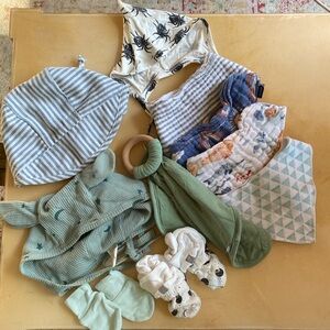 Baby Boy Unisex Acc Bundle Hat Bib Booties Kate Quinn Kyte Baby Bamboo Organic